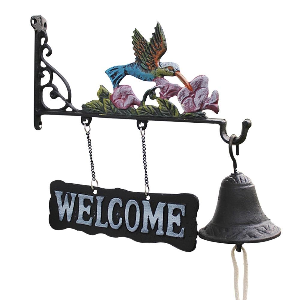 Cast Iron Hummingbird Garden Welcome Hanging Door Bell