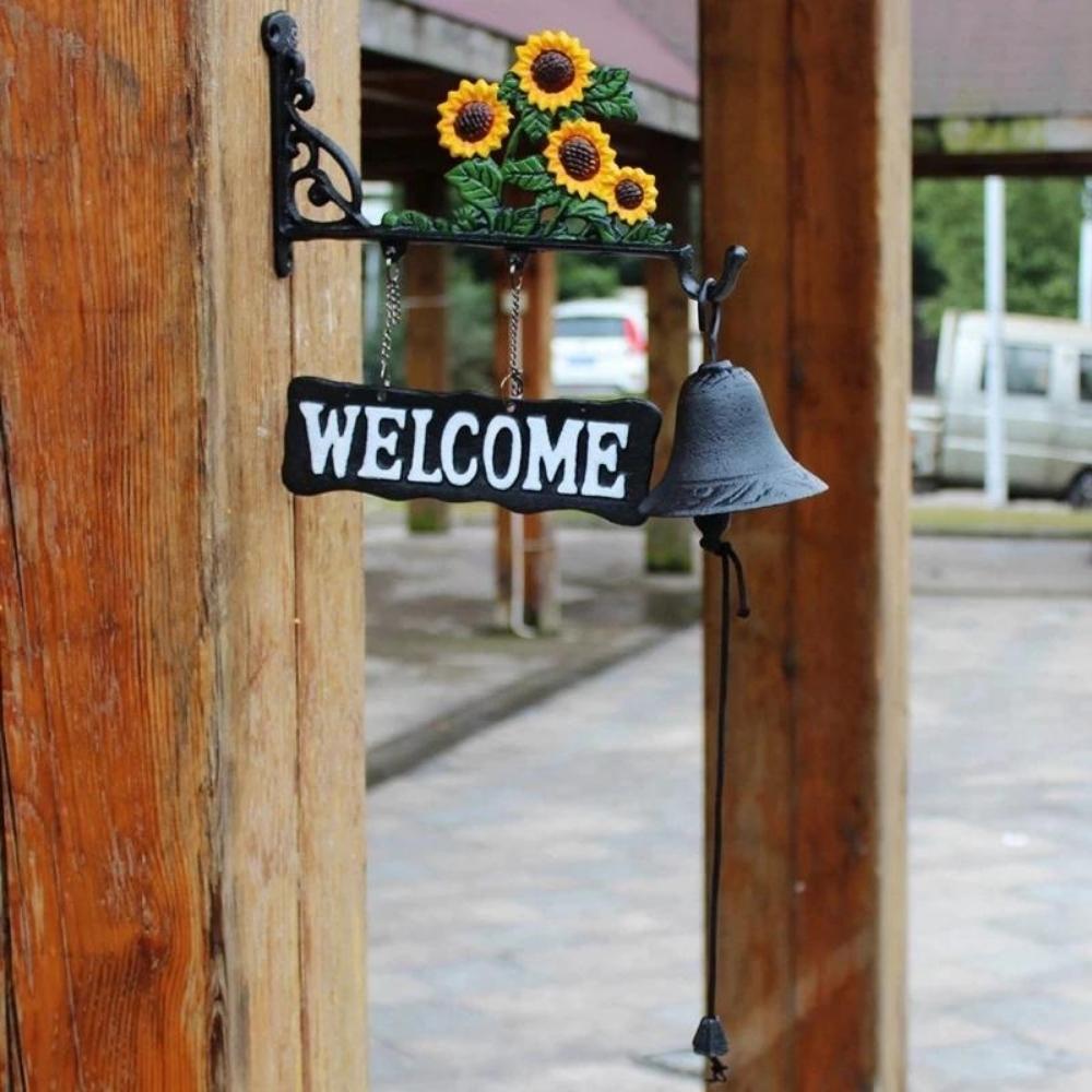 Cast Iron Sunflowers Garden Welcome Hanging Door Bell