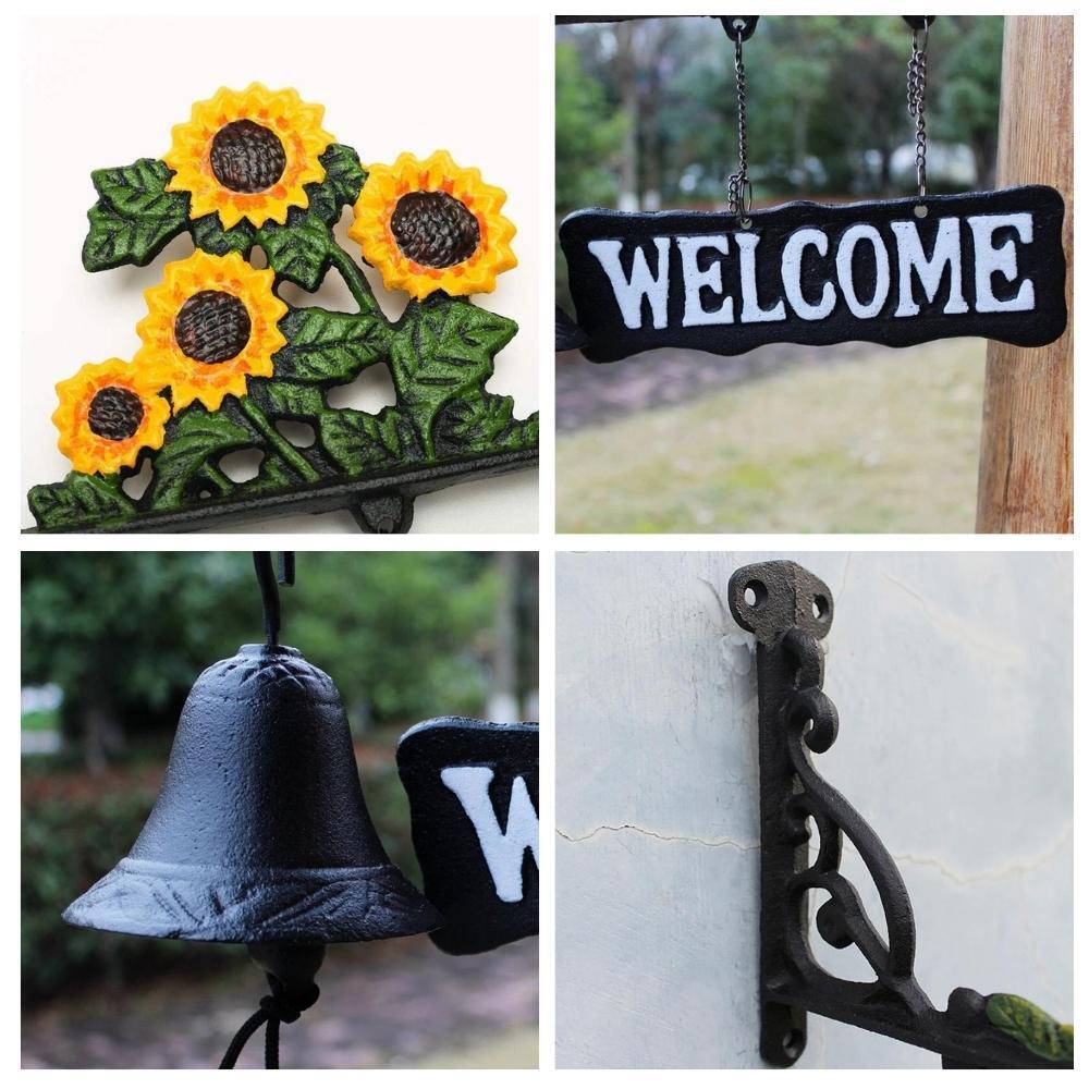 Cast Iron Sunflowers Garden Welcome Hanging Door Bell