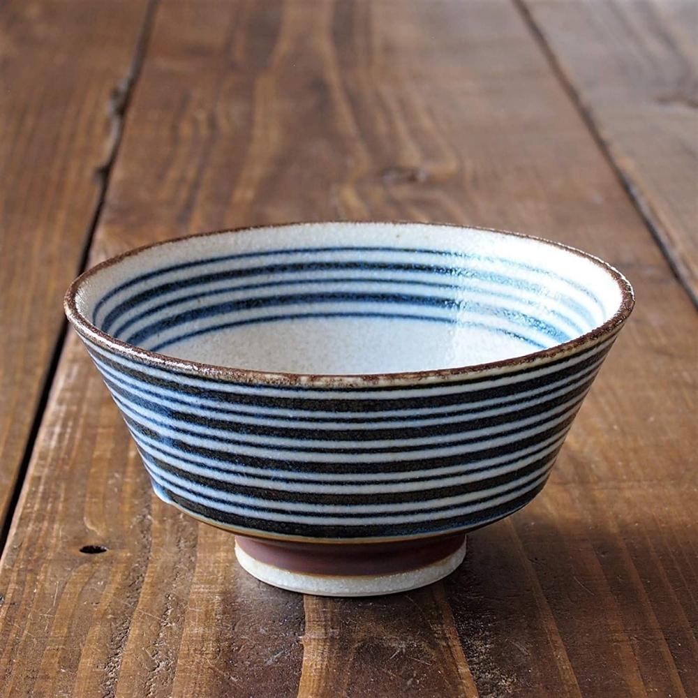 Minoru Pottery Nanpu Wave Japanese Porcelain Ramen Bowl