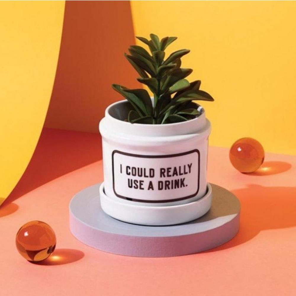 Brass Monkey I Could Really Use a Drink Ceramic Planter