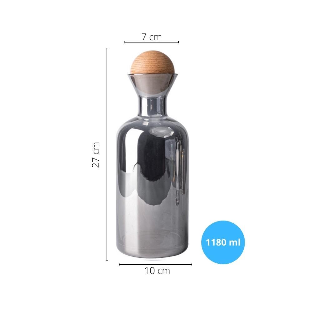 Gracewood Smoke Grey Glass Carafe Wood Stopper & 4 Tumblers