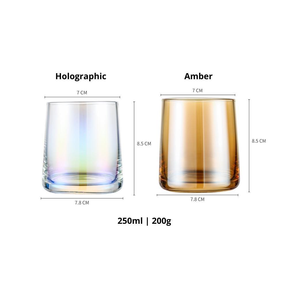Holographic & Amber Glass Tumblers (Set of 2)