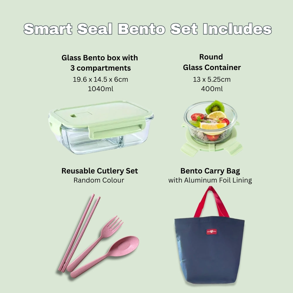 Smart Seal Glass Bento Lunch Box Set