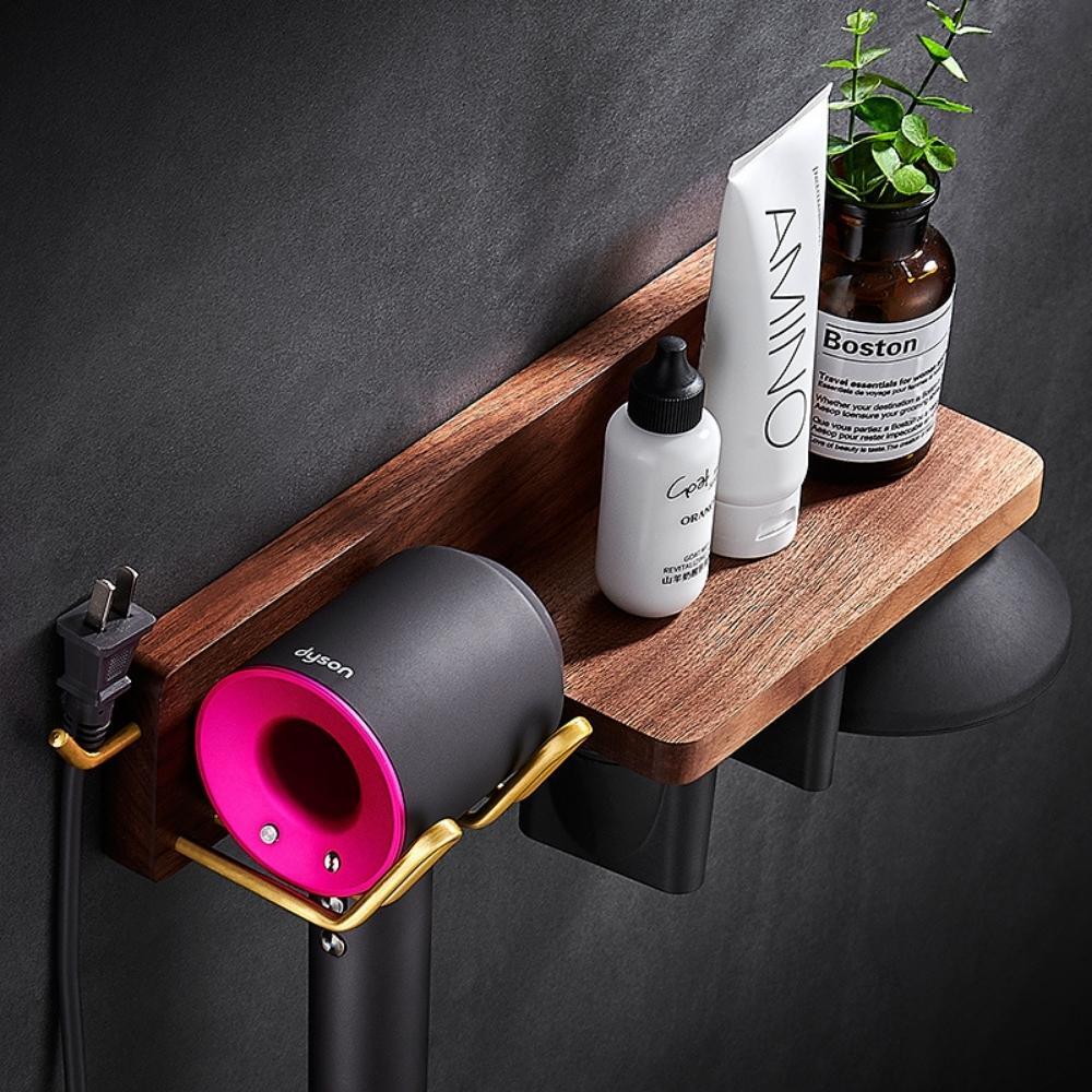 Oliver Walnut Wall Mount Dyson Hair Dryer Holder 36cm