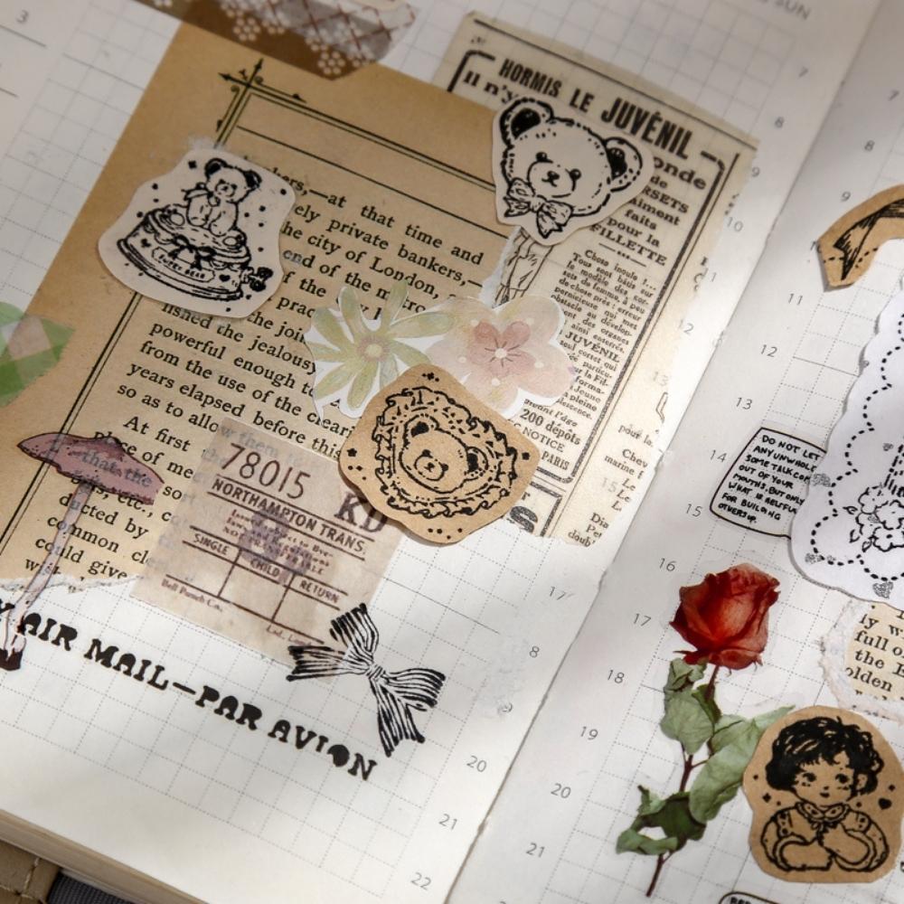 Bear's Tea Party Wooden Rubber Stamp Box Set 11pcs