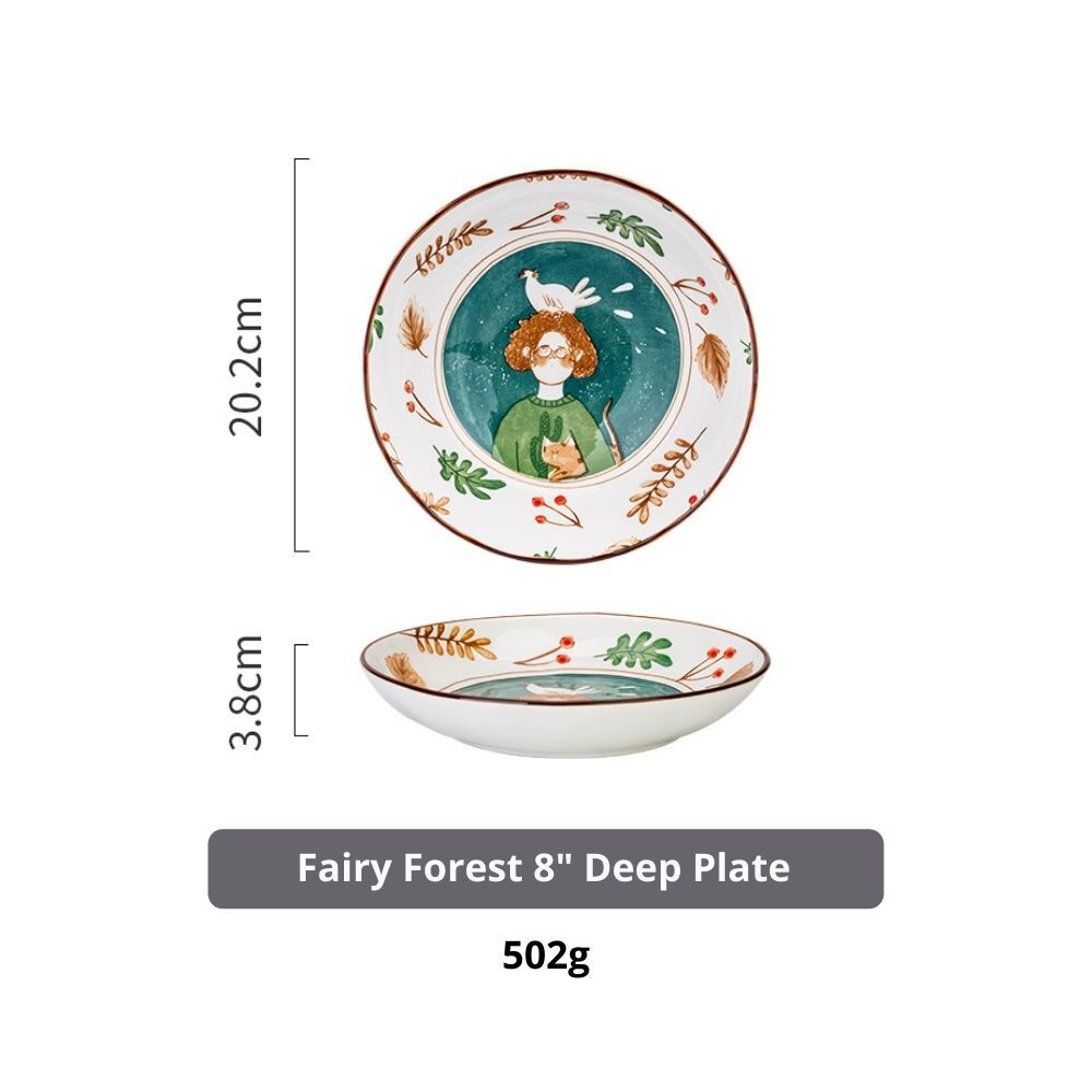 Ceramic Fairy Forest 20cm Deep Plate (Set of 2)