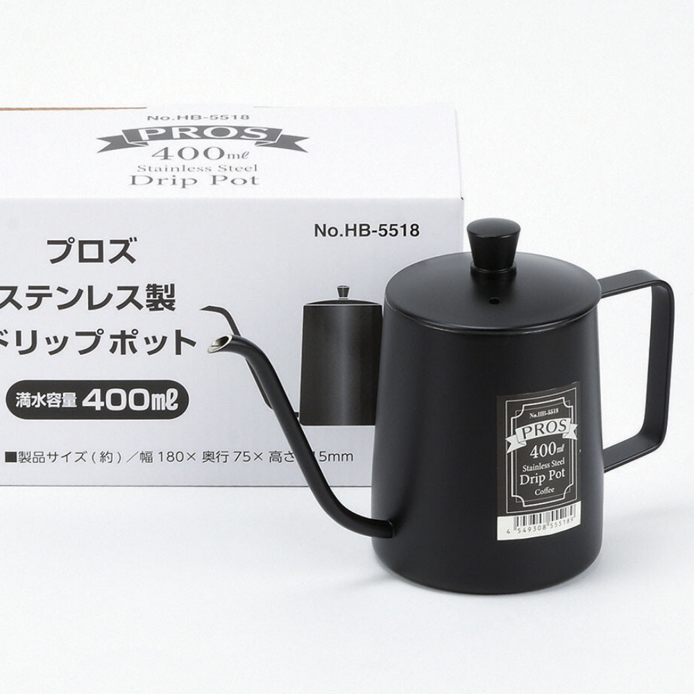 Pearl Metal Black Pour Over Kettle 400ml
