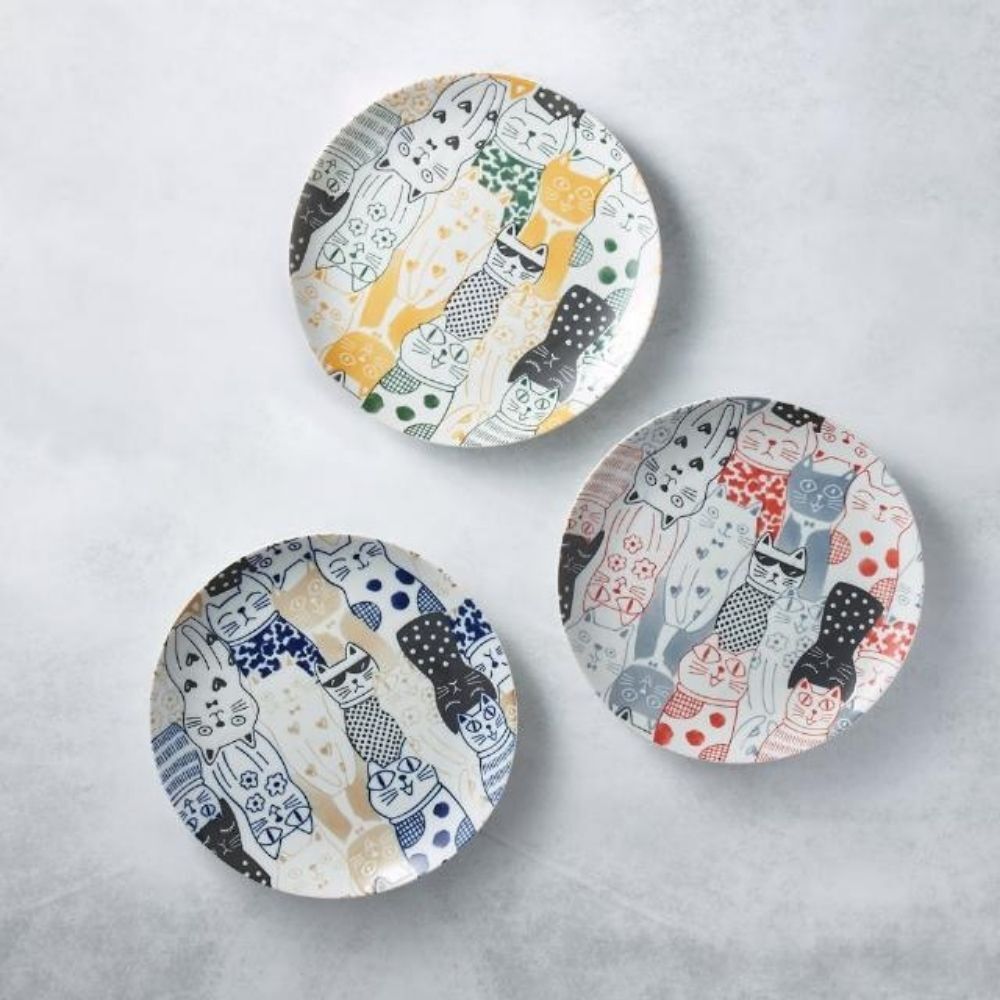 Awasaka Cat Downtown Story Porcelain Plate 23cm