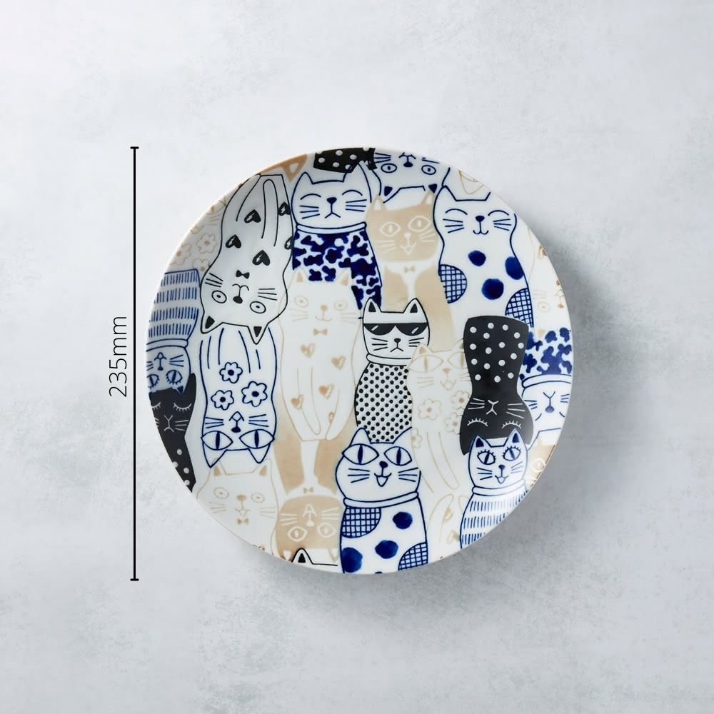 Awasaka Cat Downtown Story Porcelain Plate 23cm