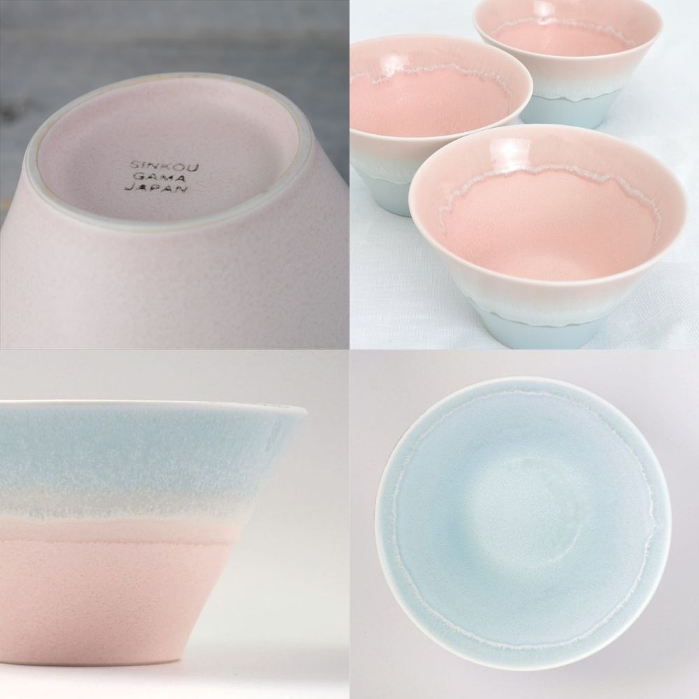 Sinkougama Pastel Donburi Bowl Blue x Pink