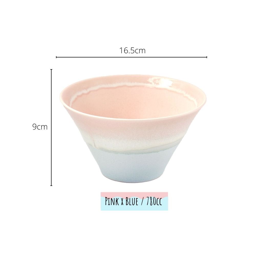 Sinkougama Pastel Donburi Bowl Pink x Blue
