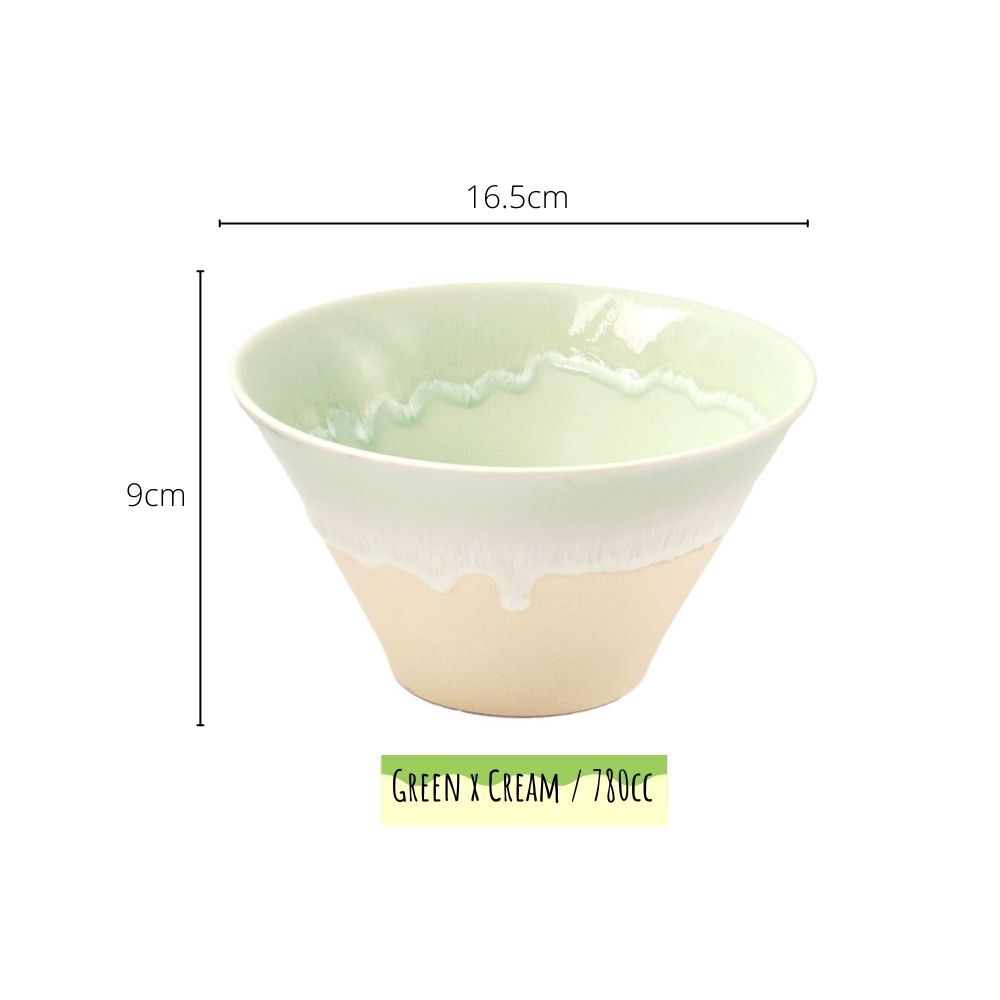 Sinkougama Pastel Donburi Bowl Green x Cream