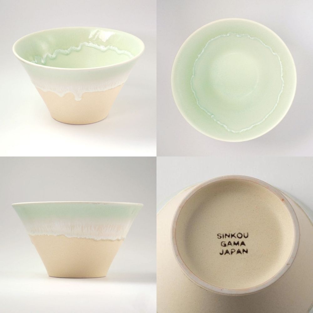 Sinkougama Pastel Donburi Bowl Green x Cream