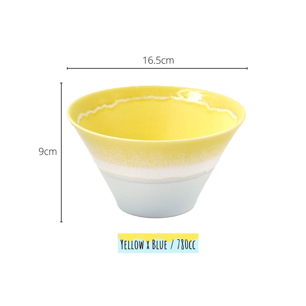 Sinkougama Pastel Donburi Bowl Yellow x Blue