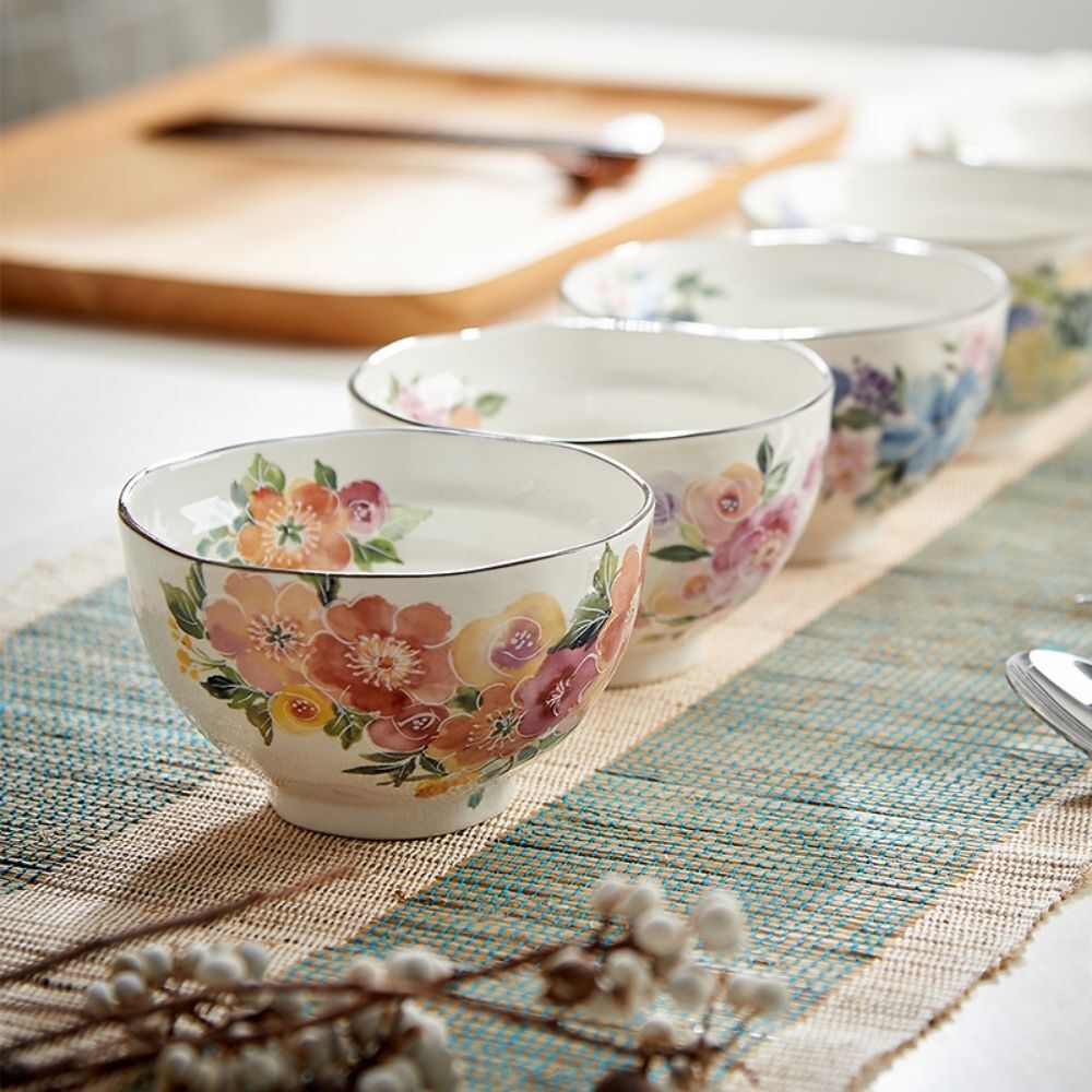 And Ai Minoyaki Hananeiro Rice Bowls Set of 5
