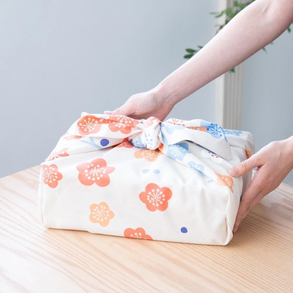 Musubi 100 Pink & Blue Plum Organic Furoshiki Wrapping Cloth