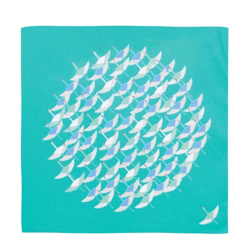 Musubi 50 Turquoise Crane Organic Furoshiki Wrapping Cloth