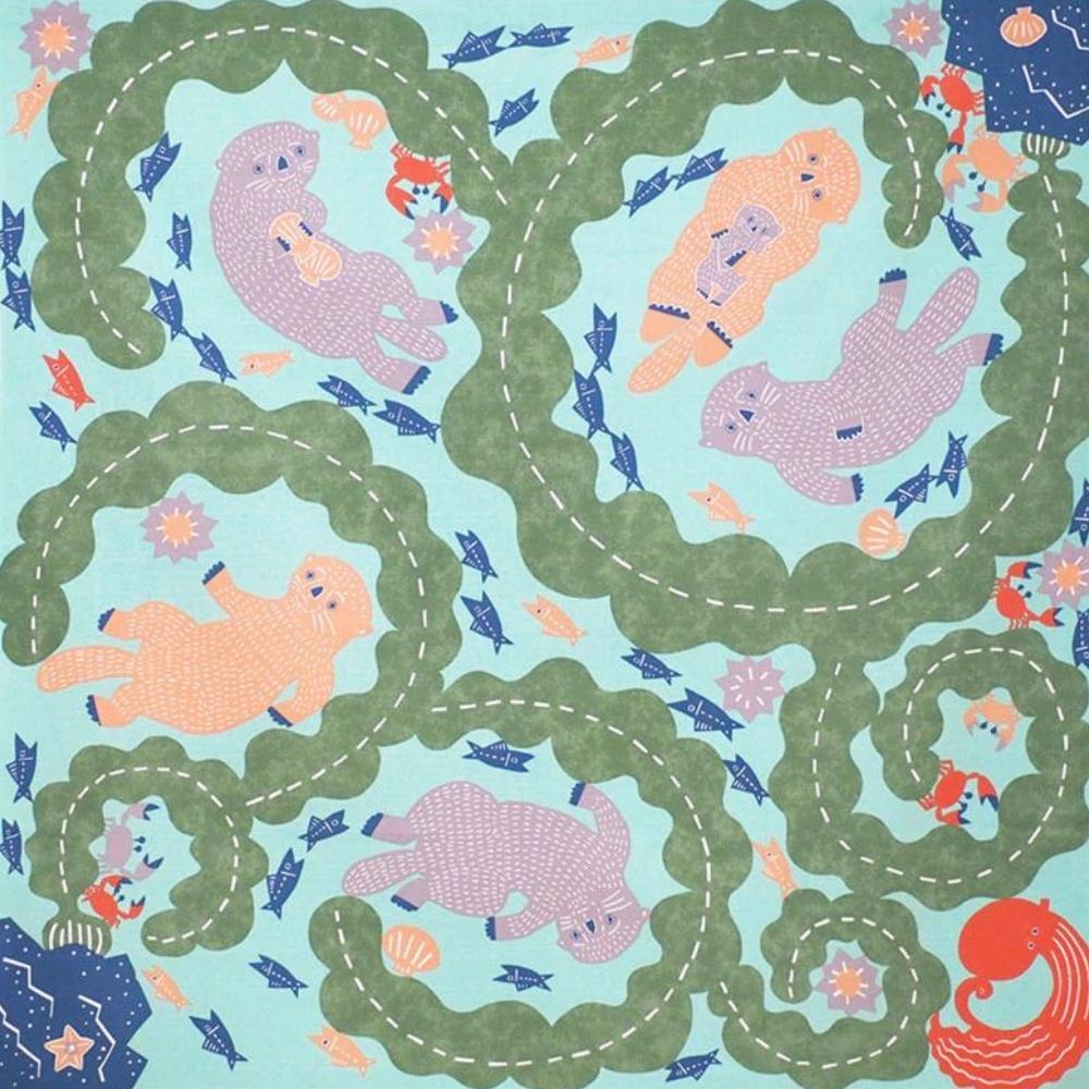 Musubi 104 Kata Kata Sea Otter Blue Furoshiki Wrapping Cloth