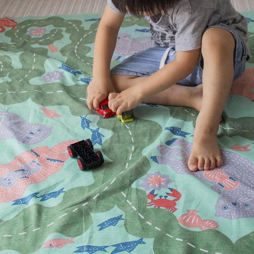 Musubi 104 Kata Kata Sea Otter Blue Furoshiki Wrapping Cloth