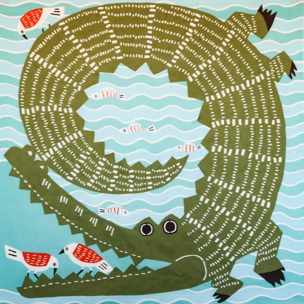 Musubi 104 Kata Kata Crocodile Blue Furoshiki Wrapping Cloth