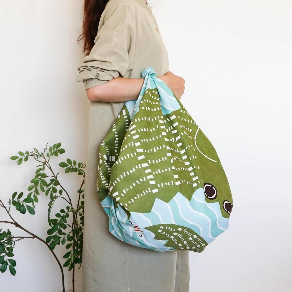 Musubi 104 Kata Kata Crocodile Blue Furoshiki Wrapping Cloth