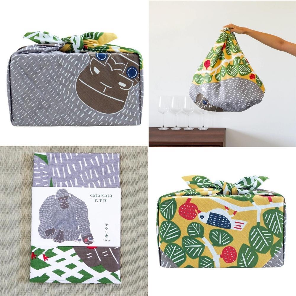 Musubi 104 Kata Kata Gorilla Yellow Furoshiki Wrapping Cloth