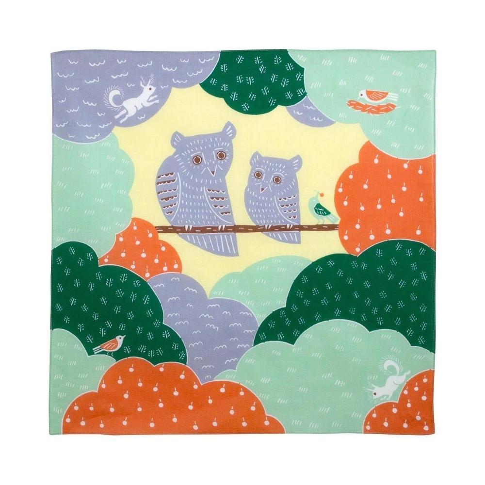 Musubi 50 Kata Kata Owl Green Furoshiki Wrapping Cloth