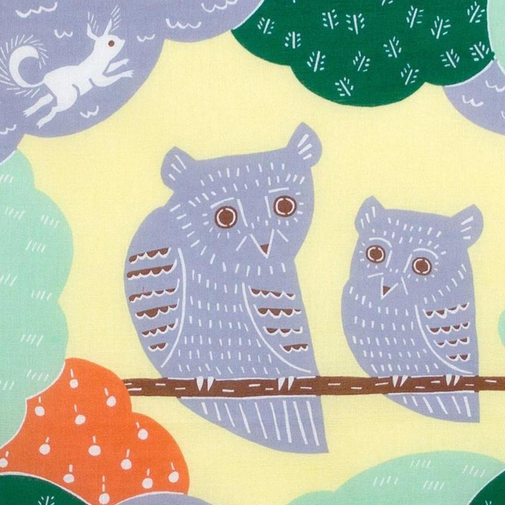 Musubi 50 Kata Kata Owl Green Furoshiki Wrapping Cloth