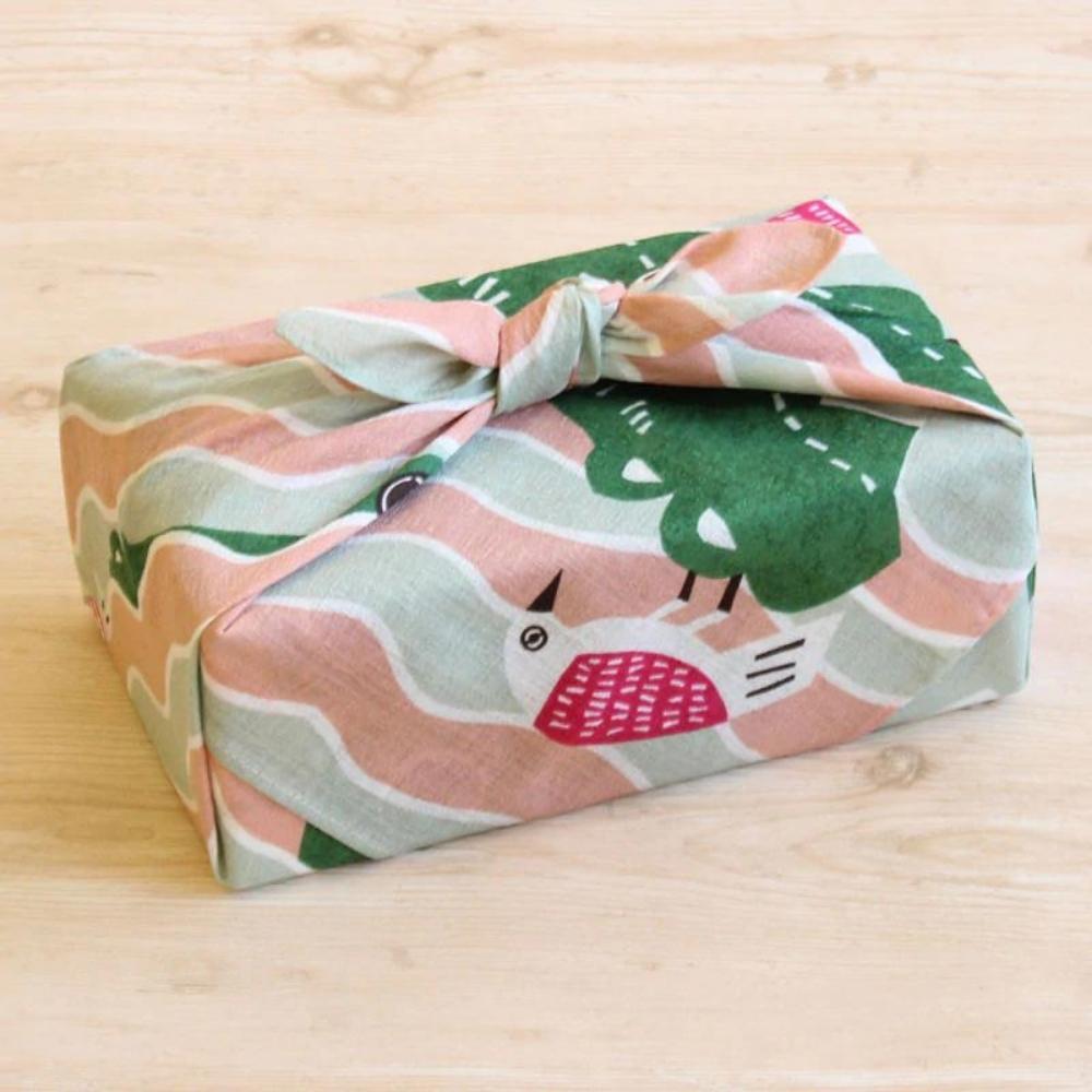 Musubi 50 Kata Kata Crocodile Pink Furoshiki Wrapping Cloth
