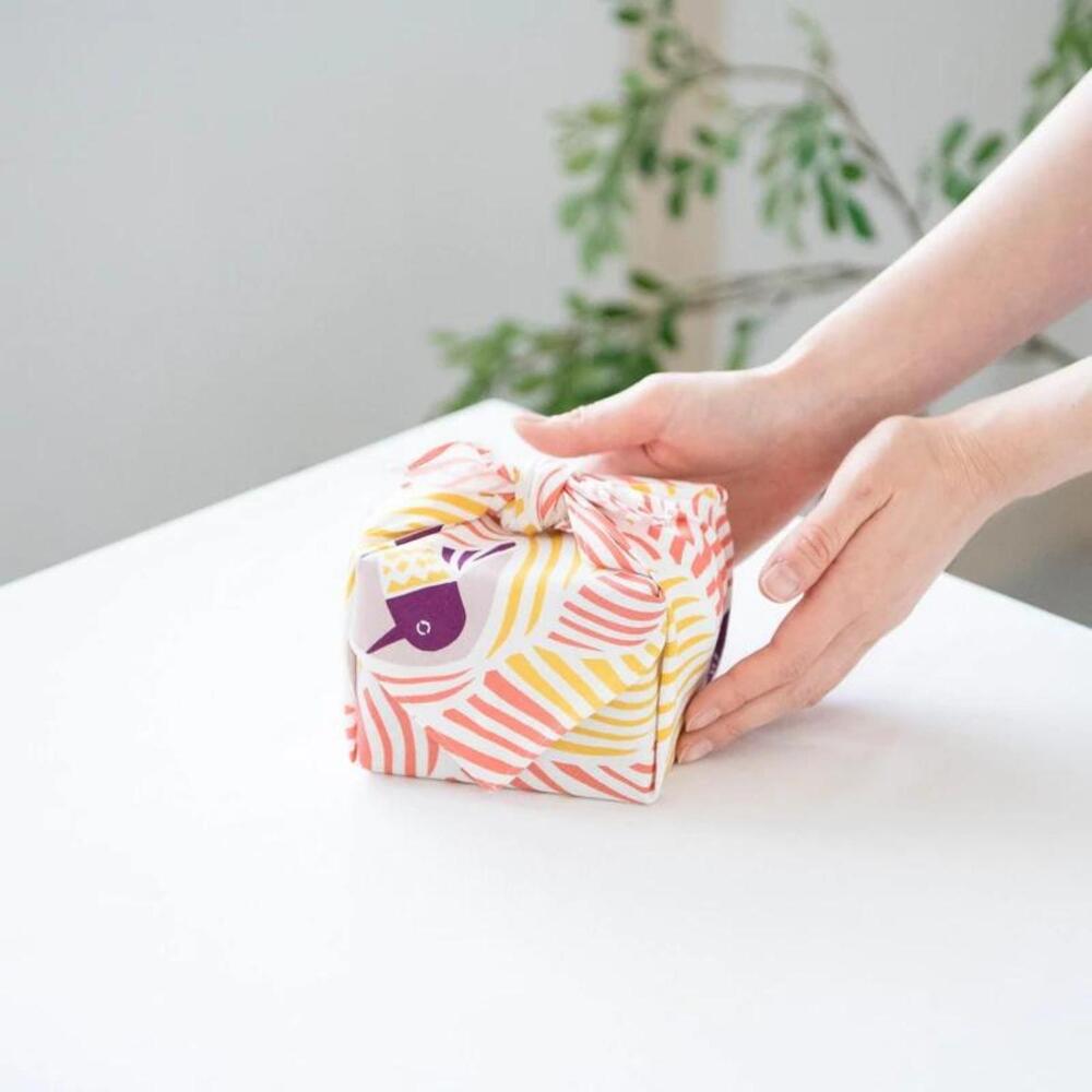 Musubi 45 Kata Kata Cats & Birds Pink Furoshiki Wrapping Cloth