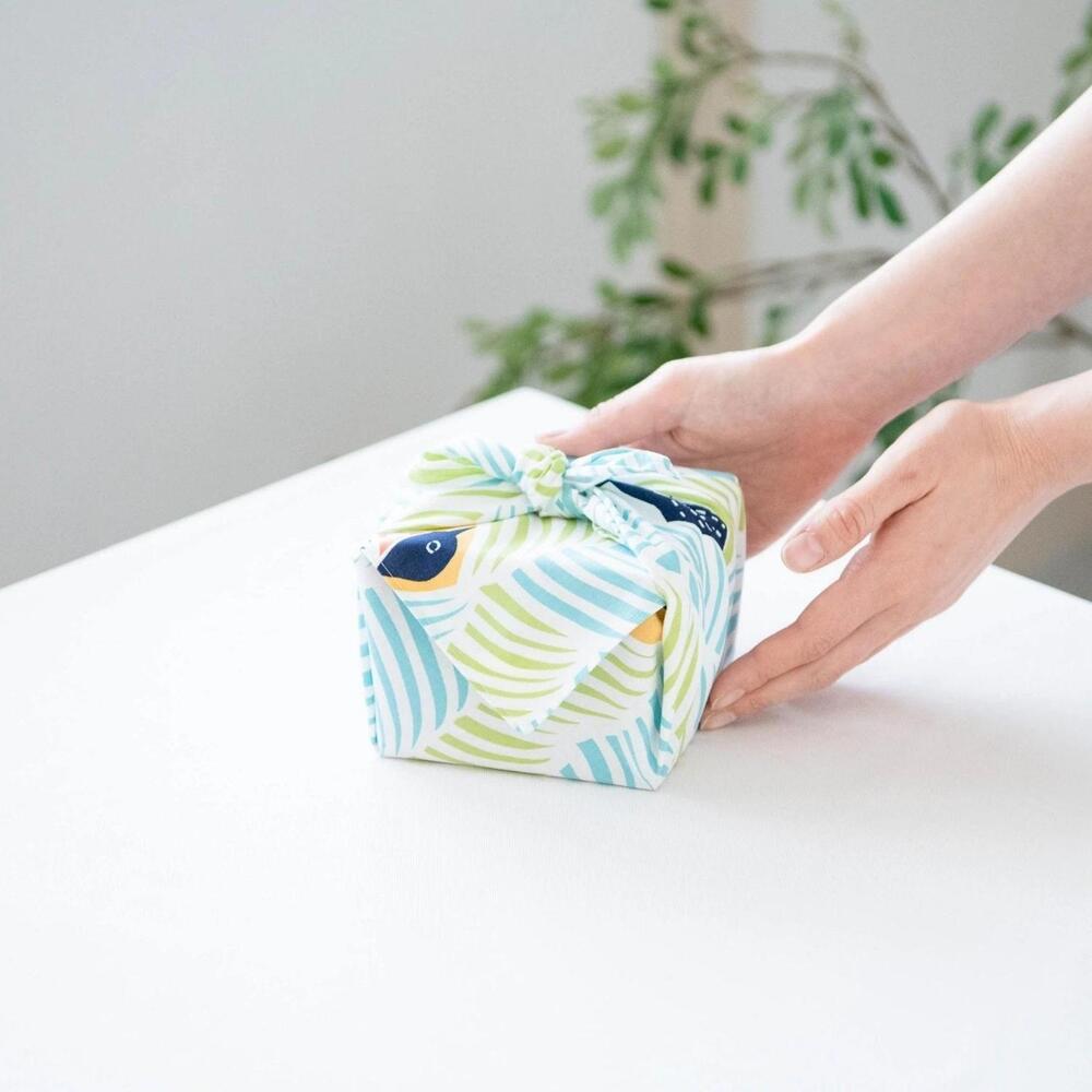 Musubi 45 Kata Kata Cats & Birds Blue Furoshiki Wrapping Cloth