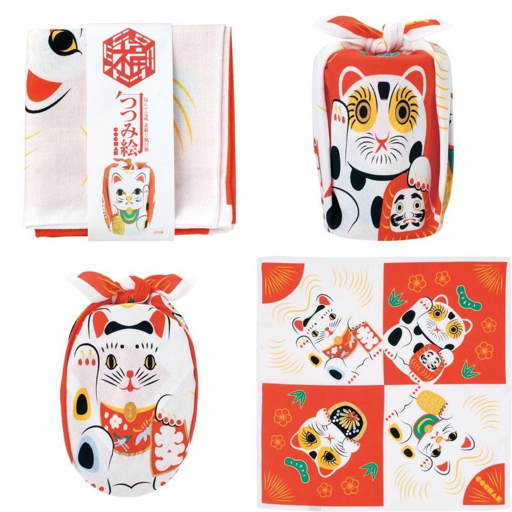 Musubi 48 Cochae Manekineko Red Furoshiki Wrapping Cloth