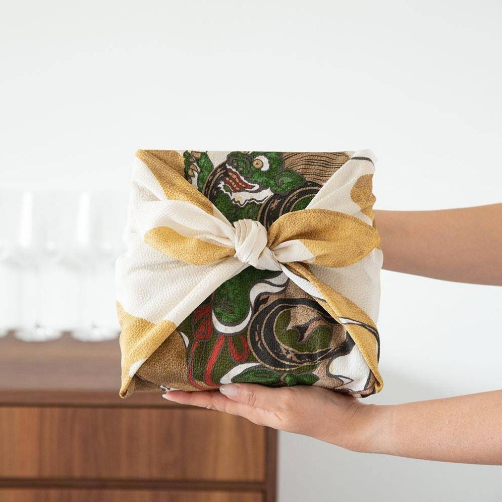 Musubi 68 Chirimen Gods of Wind and Thunder Furoshiki Wrapping Cloth