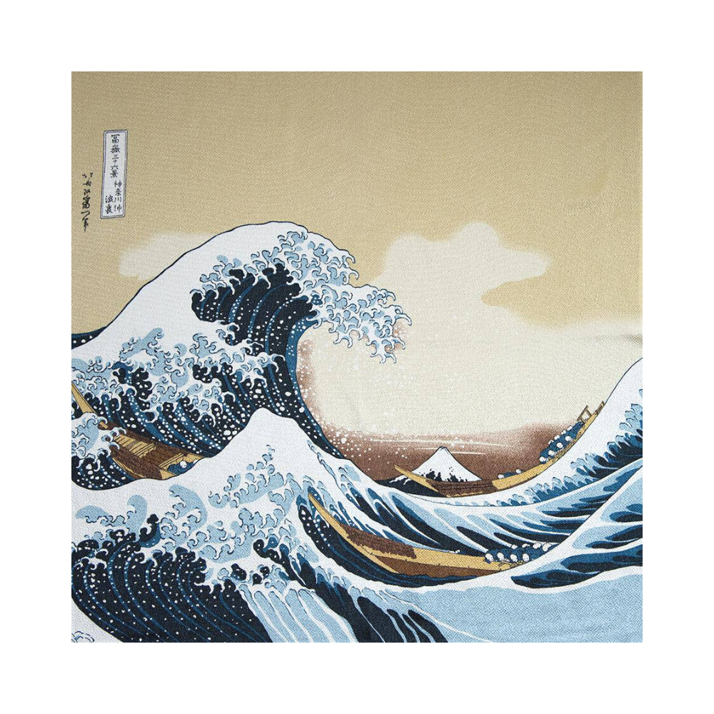 Musubi 68 Under the Waves Hokusai Chirimen Furoshiki Wrapping Cloth