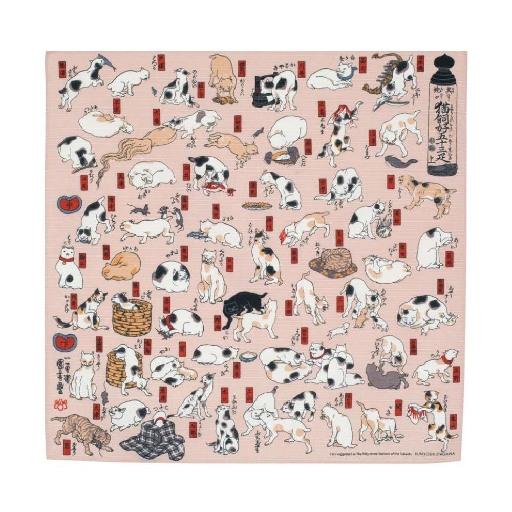 Musubi 48 The Great Cats of TokaidoFuroshiki Wrapping Cloth