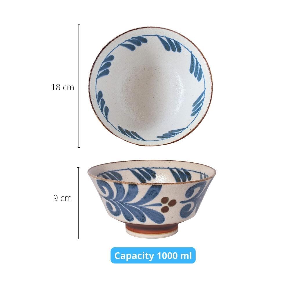 Minoru Pottery Wind Japanese Porcelain Ramen Bowl