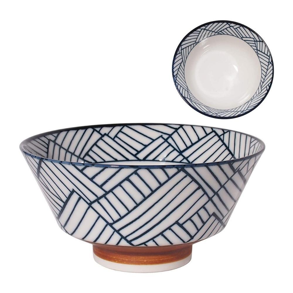Minoru Pottery Suzu Ajiromon Japanese Porcelain Ramen Bowl