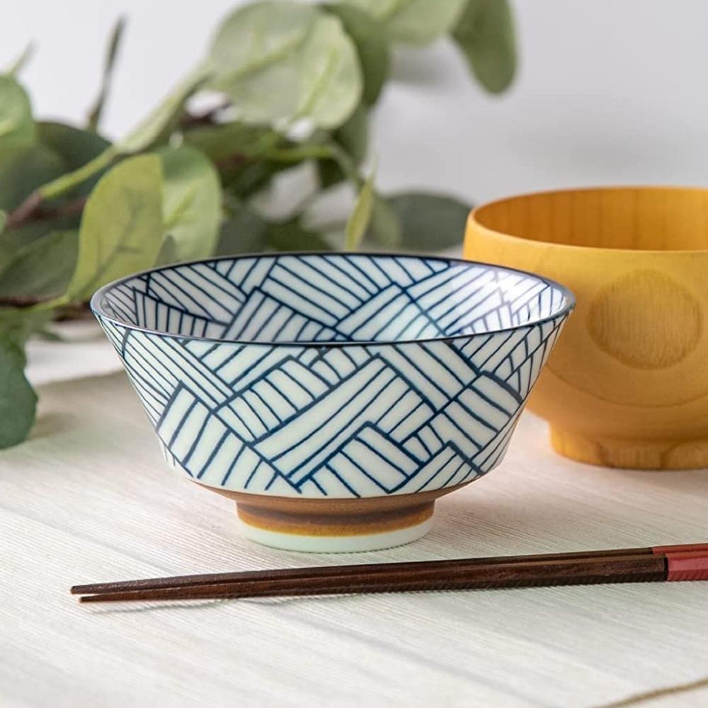 Minoru Pottery Suzu Ajiromon Japanese Porcelain Ramen Bowl