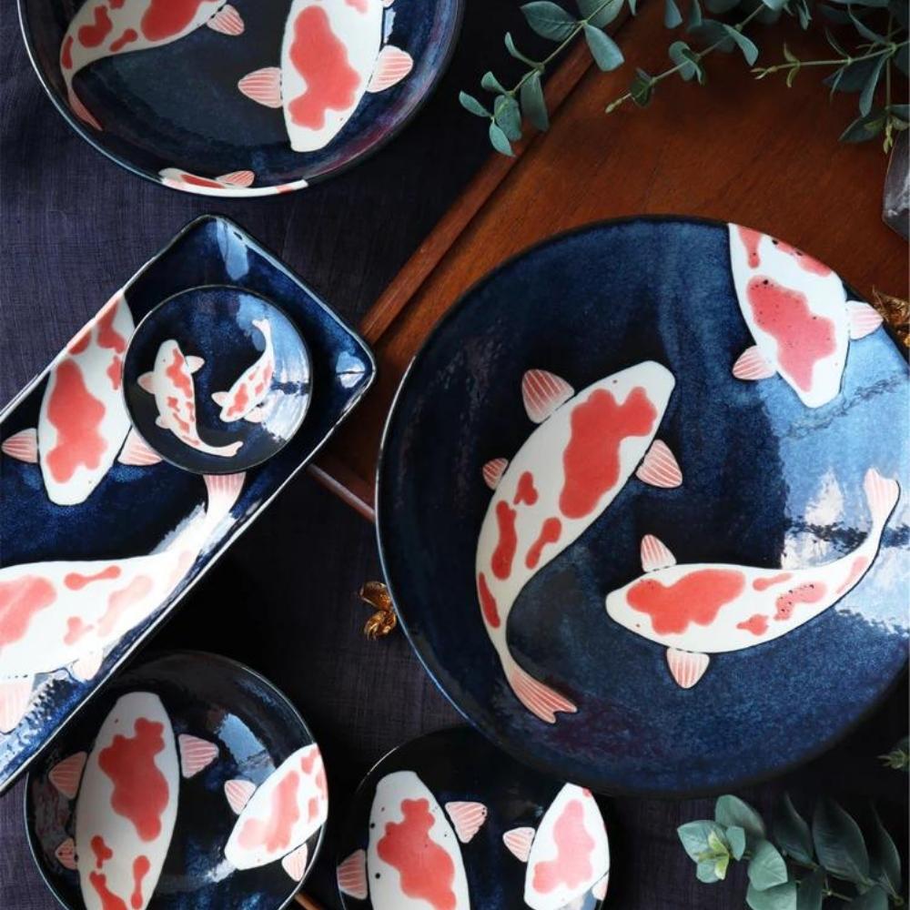 Aizome Koi Carp 9cm Small Plate (Set of 2)