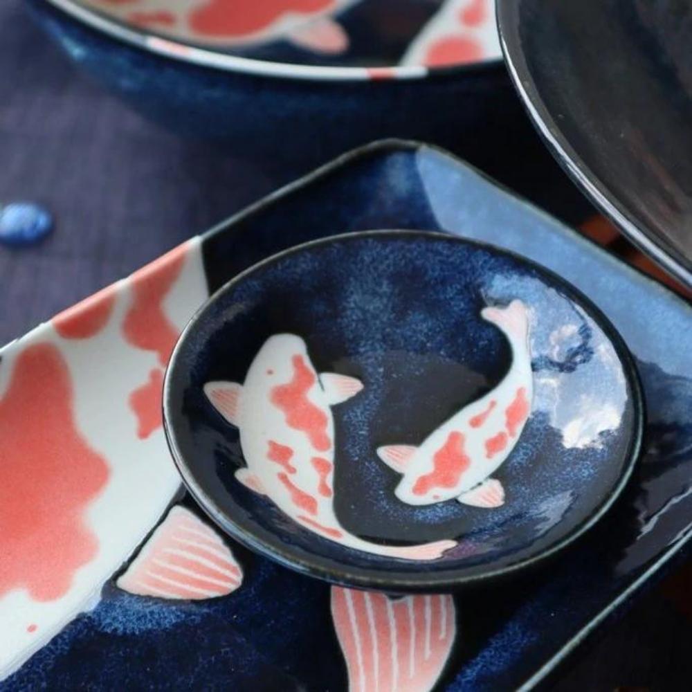 Aizome Koi Carp 9cm Small Plate (Set of 2)