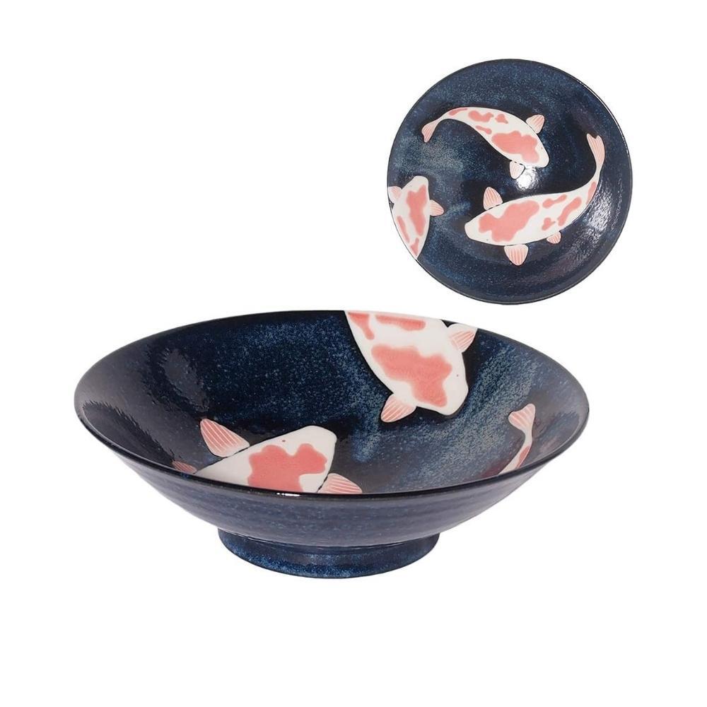 Aizome Koi Carp 25.5cm Porcelain Ramen Bowl