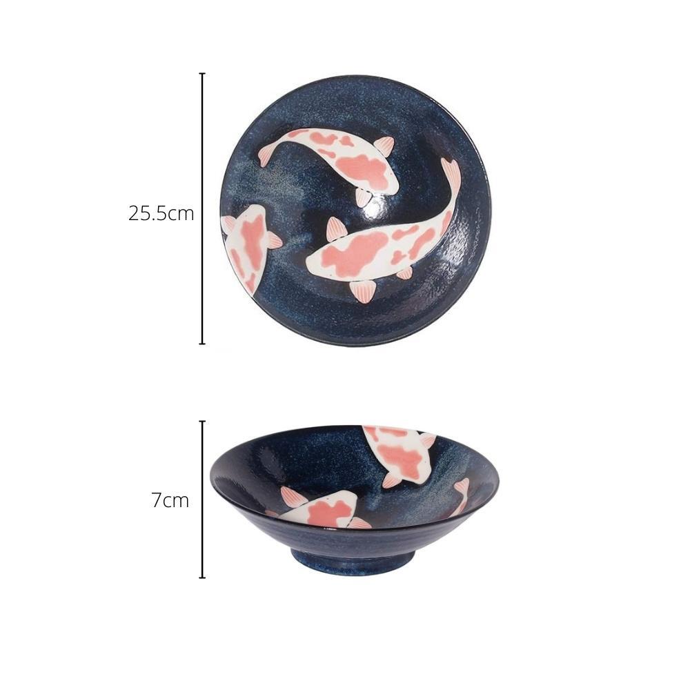 Aizome Koi Carp 25.5cm Porcelain Ramen Bowl