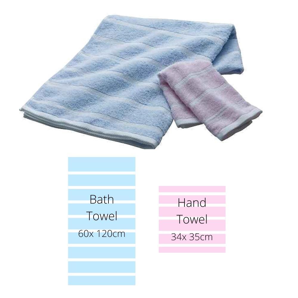 Imabari Bokashiori Blue Bath & Pink Hand Towel Set