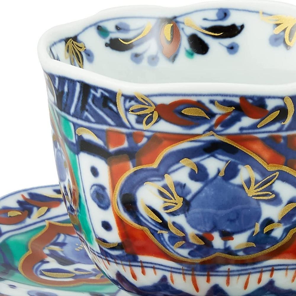 And Ai Minoyaki Koimari Coffee Cup & Saucer Set of 2