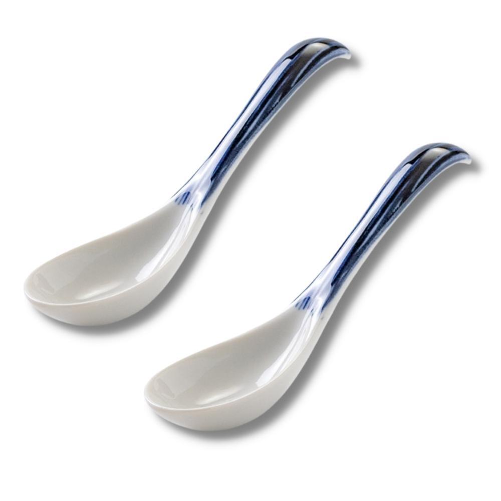 Minoru Pottery Japanese Porcelain Graph Spoon (Set of 2)