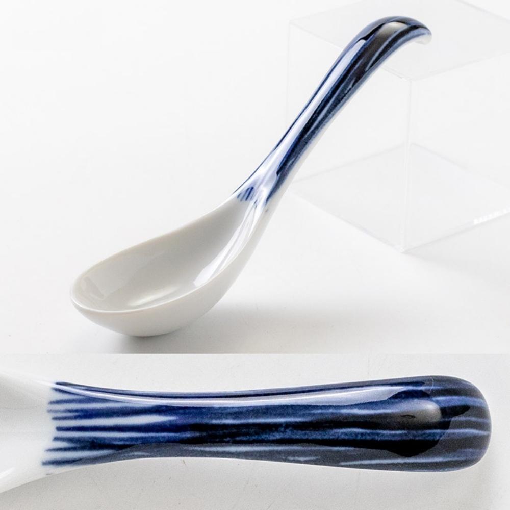 Minoru Pottery Japanese Porcelain Graph Spoon (Set of 2)