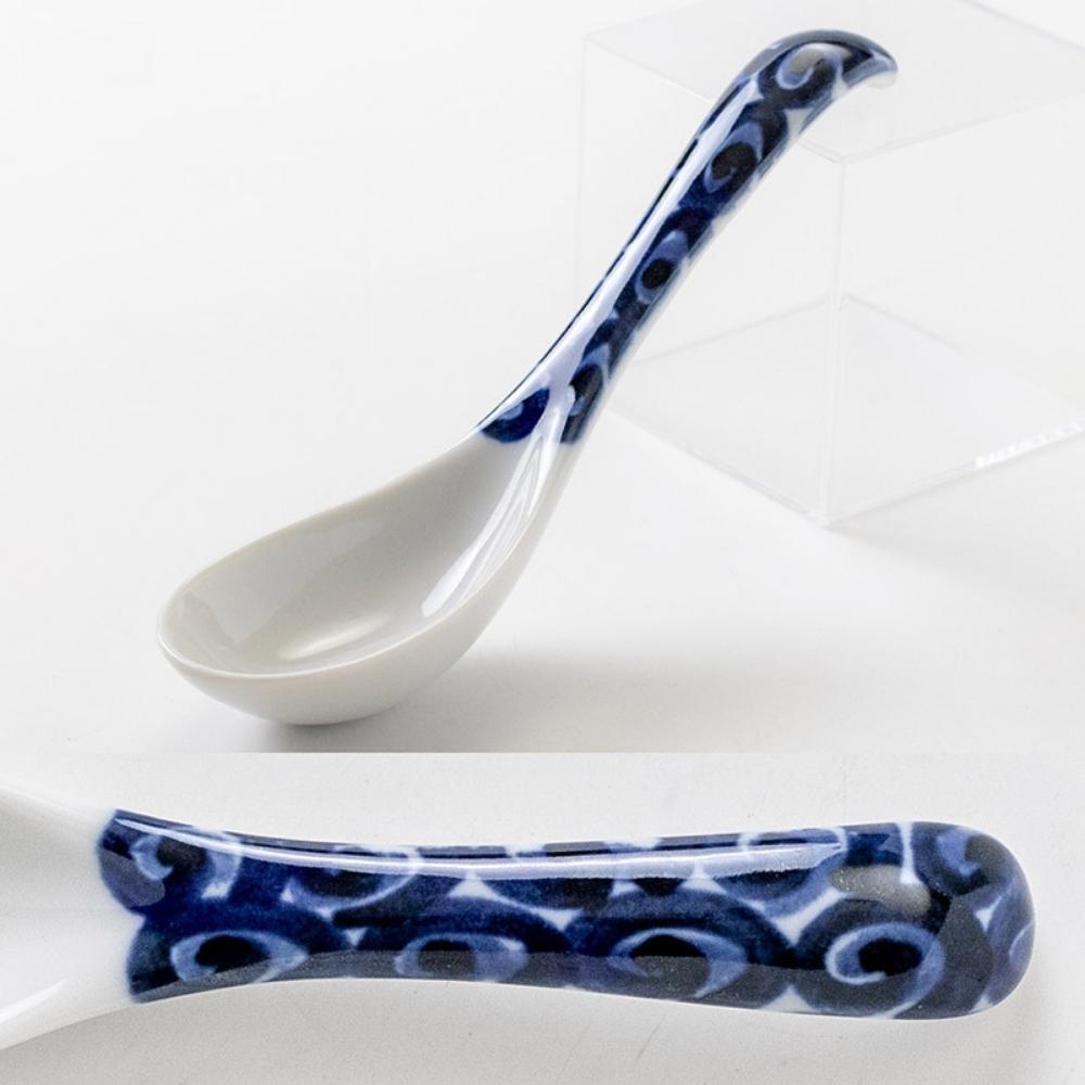 Minoru Pottery Japanese Porcelain Graph Spoon (Set of 2)