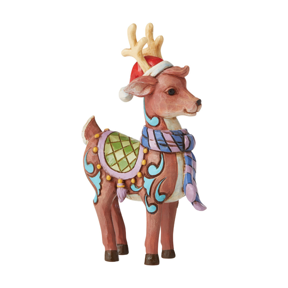 Heartwood Creek Jim Shore Reindeer with Hat Mini Figurine