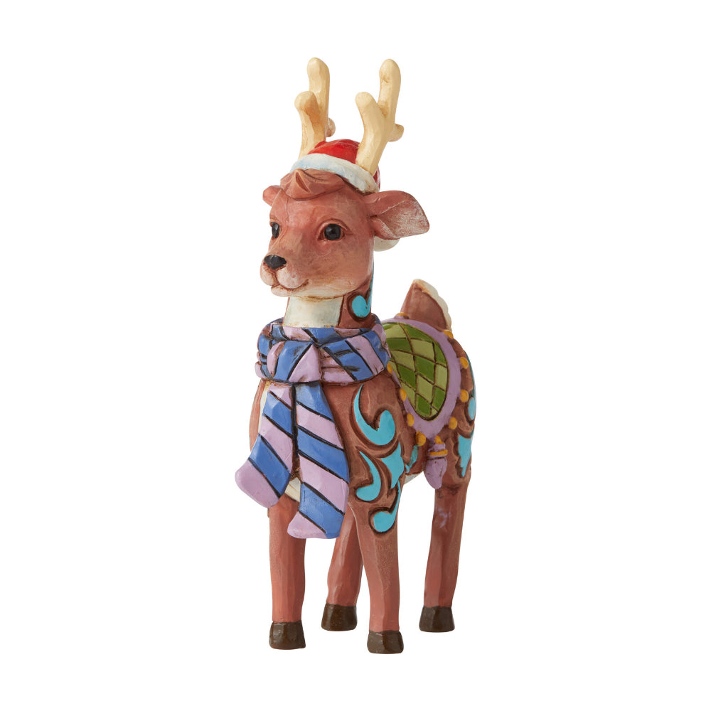 Heartwood Creek Jim Shore Reindeer with Hat Mini Figurine